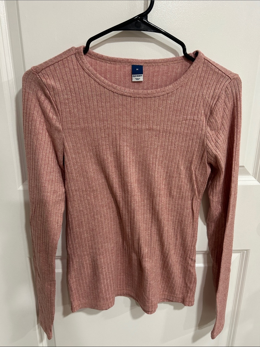Old Navy Ribbed Long-Sleeve Top in Dusty Rose